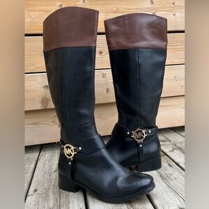 Michael Kors Black and Brown Mid-Heeled Boots